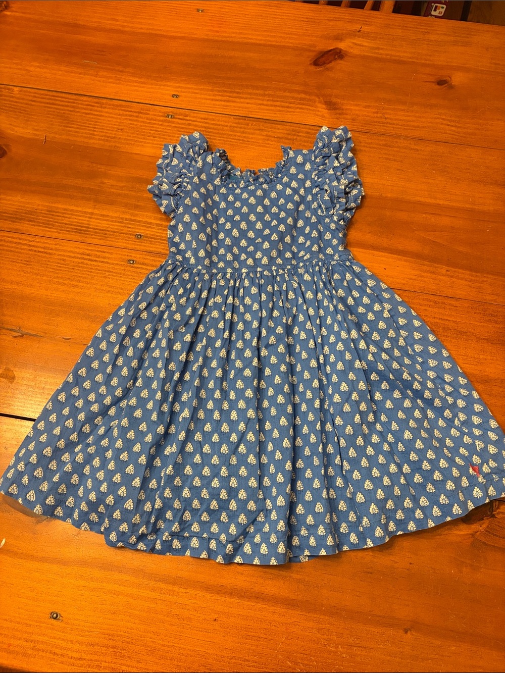 Pink Chicken Blue Ruffle Sleeve Dress - Picture 1 of 6